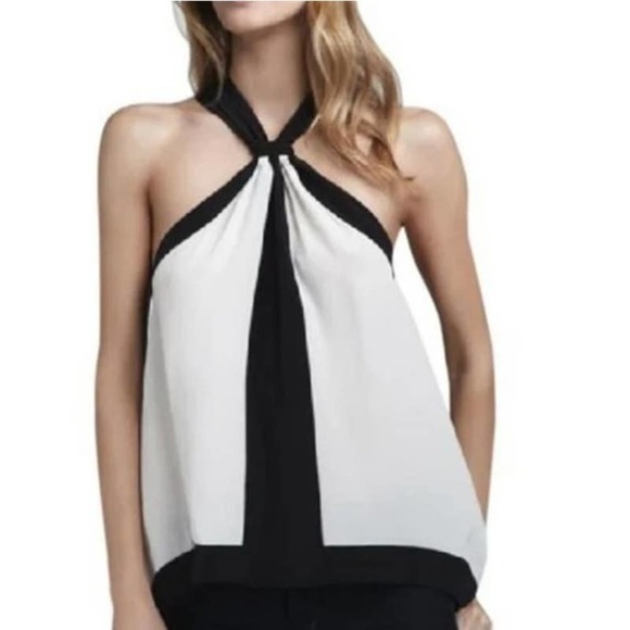NWT BCBG MaxAzria Womens Reversible Helena Top Sleeveless Size XS White/Black - Picture 1 of 8